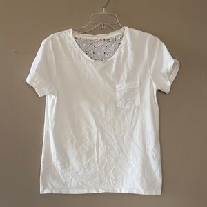 Levi's White Short Sleeve Tee with Lace Pocket